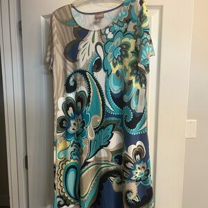 Chico's Teal & Navy Floral Paisley Pullover